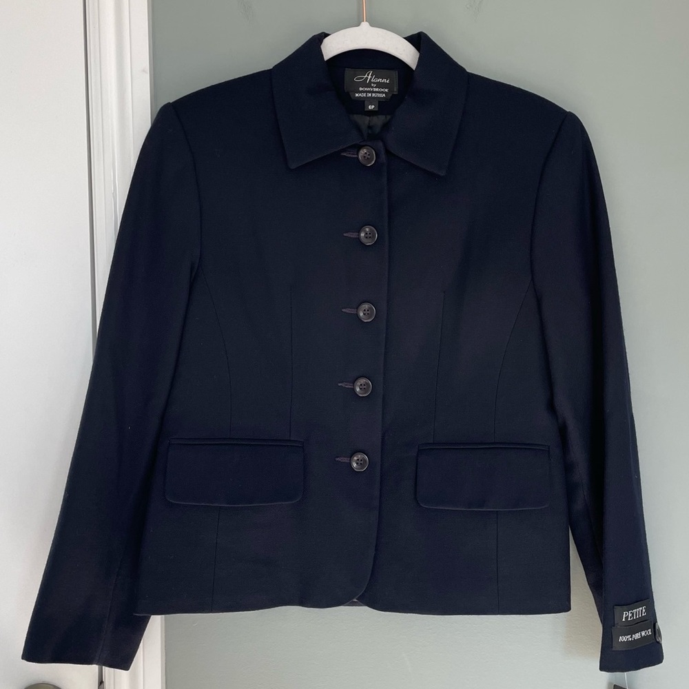 Vintage NEW Alanni for Donnybrook 100% Pure Wool Dark Navy Blazer
